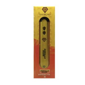 Golden Gorilla Glue disposable pen for cannabis concentrates and extracts, compact and portable, ideal for convenient use, 2g capacity, high-quality product from Fraser Weed.