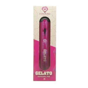 Pink disposable Gelato pen with diamond logo, 2g capacity, ideal for creative writing or art projects. Perfect for artists and stationery enthusiasts.