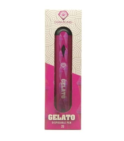 Pink disposable Gelato pen with diamond logo, 2g capacity, ideal for creative writing or art projects. Perfect for artists and stationery enthusiasts.